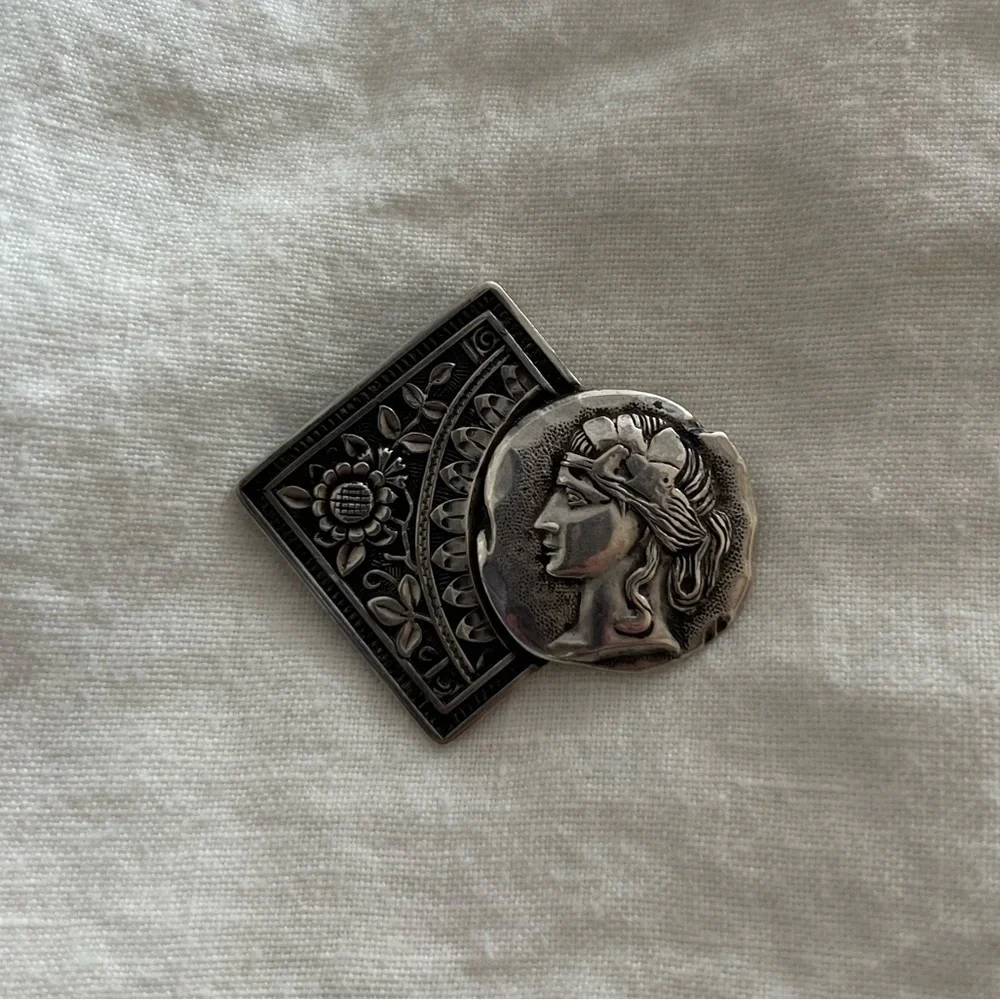 Sterling Silver Ancient Greek Cameo Brooch Pin
